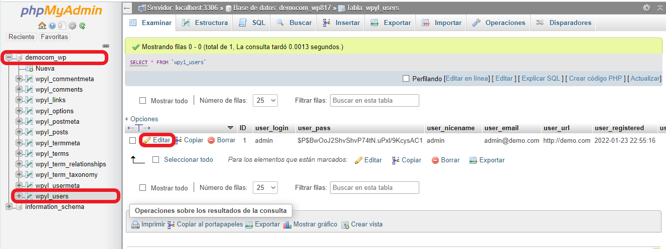 phpMyAdmin-Editor