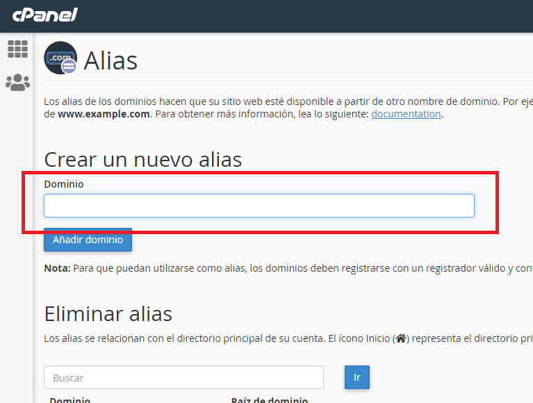 Crear un nuevo alias