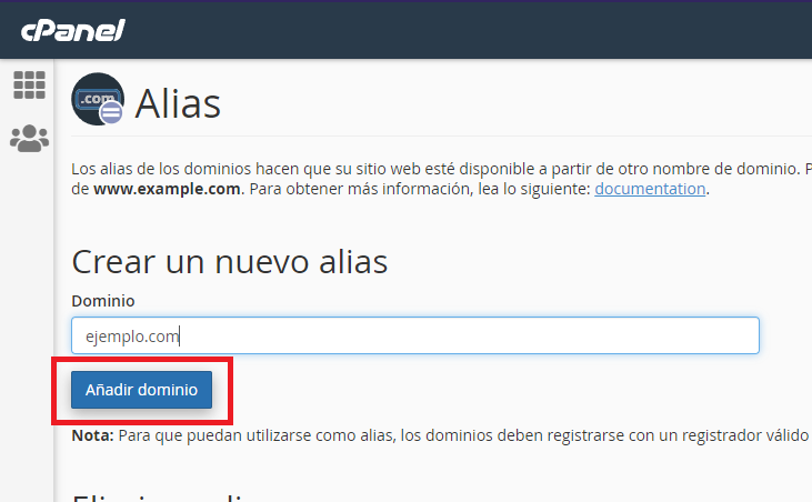 Agregar a dominio