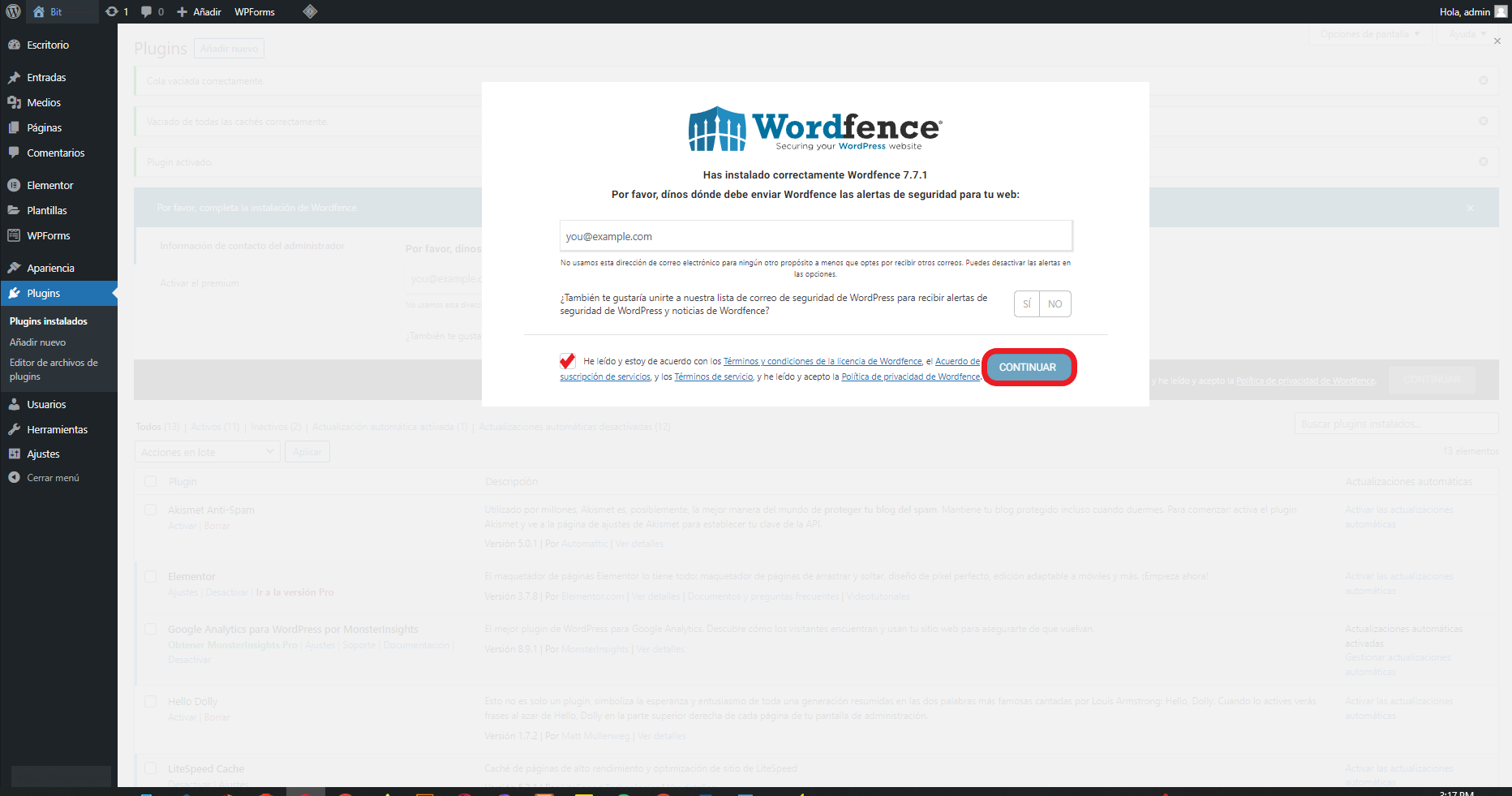 Notificaciones-wordfence